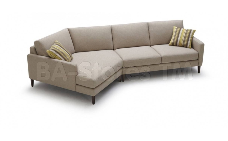 Modern Angled Chaise Sofa in Neutral Beige Tones