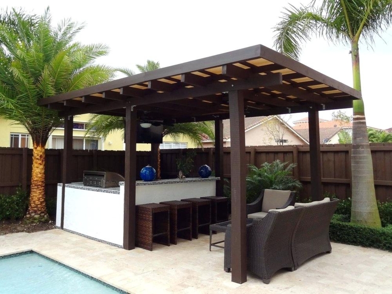 Modern Backyard Pergola with Polycarbonate Roof