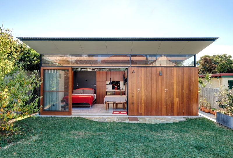 Modern Backyard Shed with Living Quarters and Bathroom