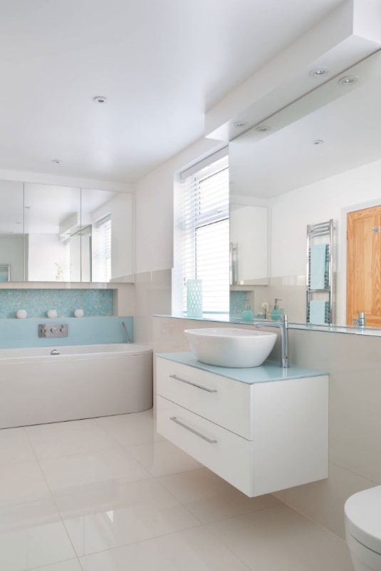 Modern Bathroom with Floating Vessel Sink Vanity