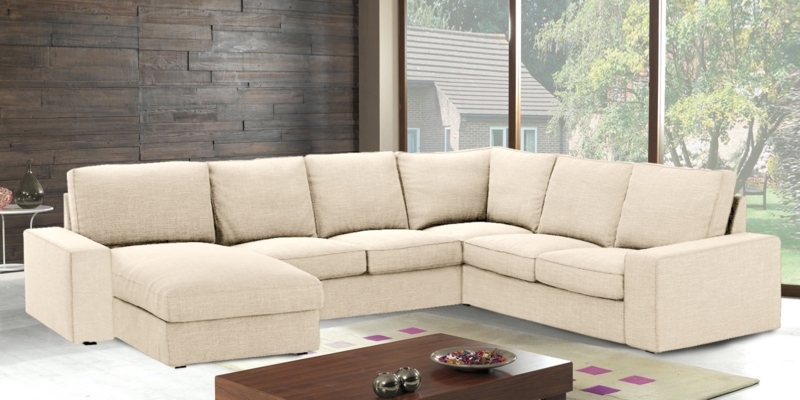 Modern Beige C Shaped Sofa for Living Room