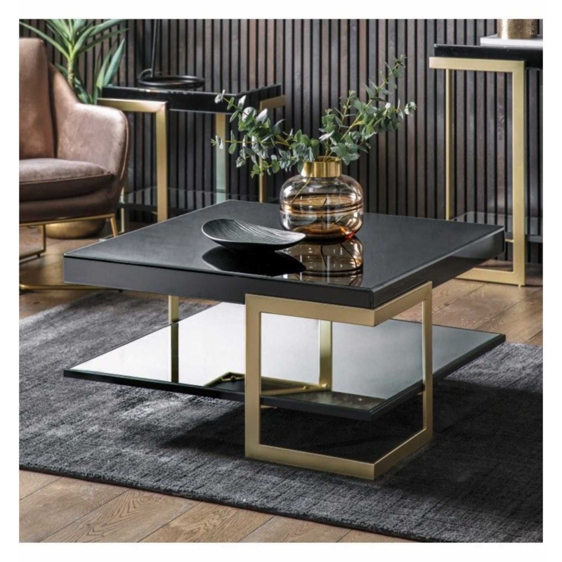 Modern Black and Gold Geometric Coffee Table