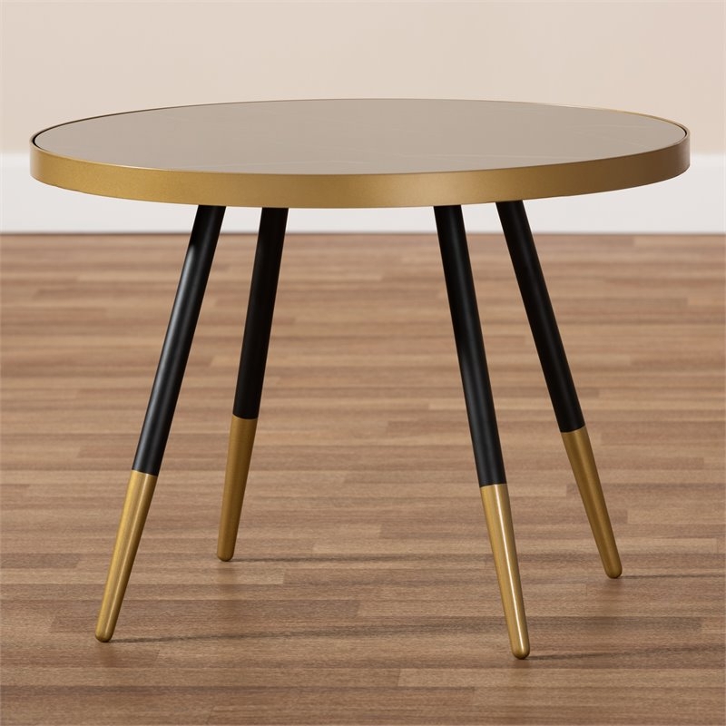 Modern Black and Gold Round Coffee Table