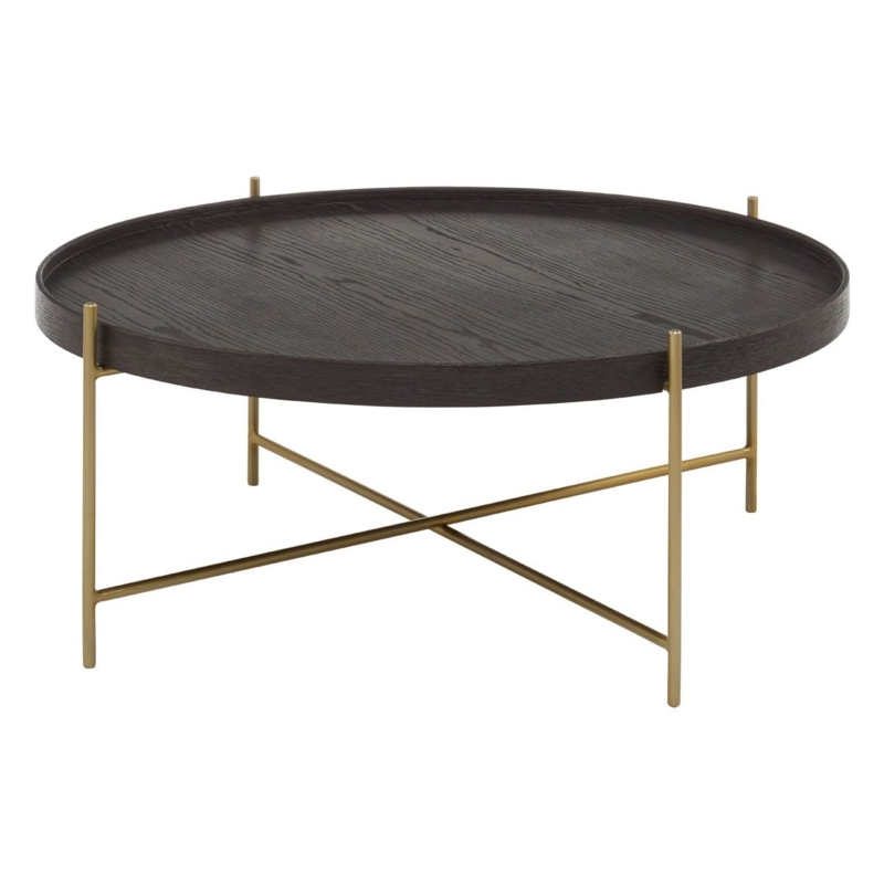 Modern Black and Gold Round Coffee Table