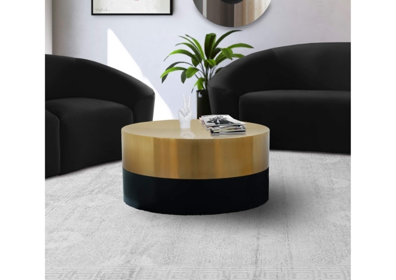 Modern Black and Gold Round Coffee Table