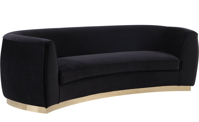 Modern Black Curved Sofa with Gold Base