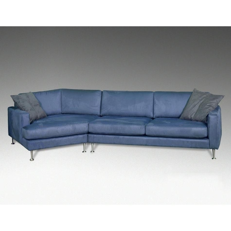 Modern Blue Angled Sofa Sectional with Cushions