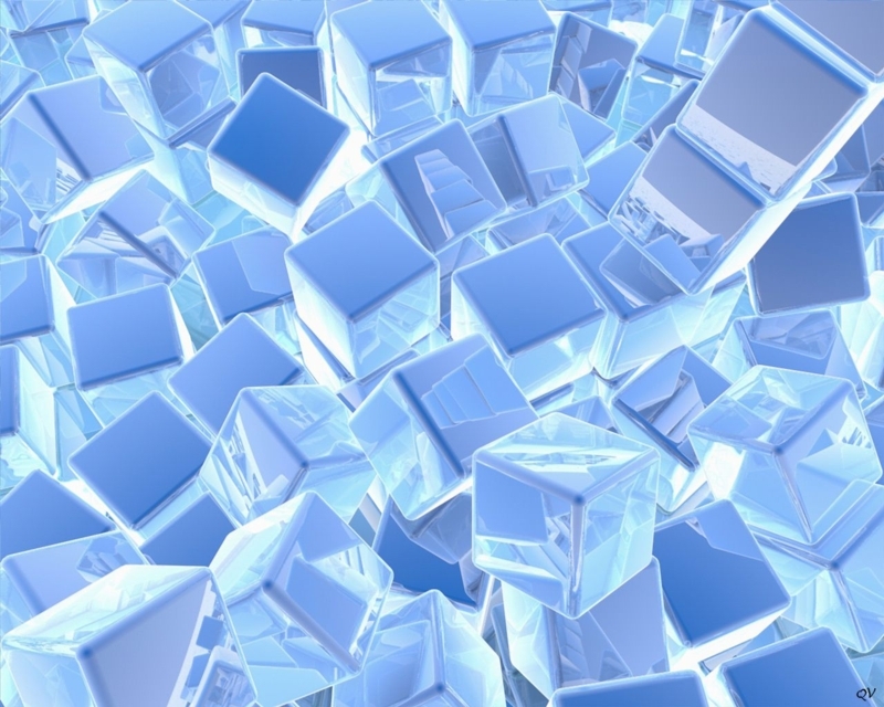 Modern Blue Glass Cube Wallpaper Design