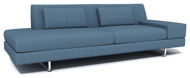 Modern Blue Hamlin One-Arm Sofa with Chaise