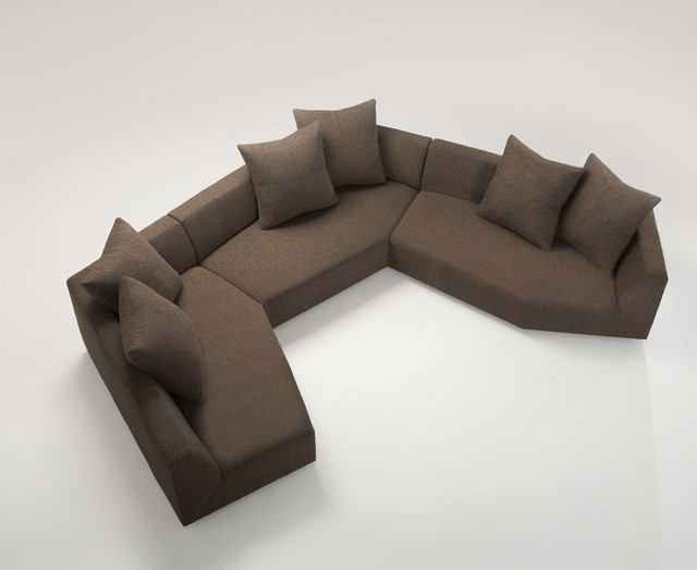 Modern Brown Angled Sofa Sectional Design