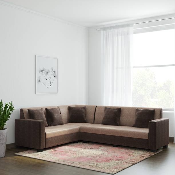 Modern Brown C-Shaped Sofa in Minimalist Living Room