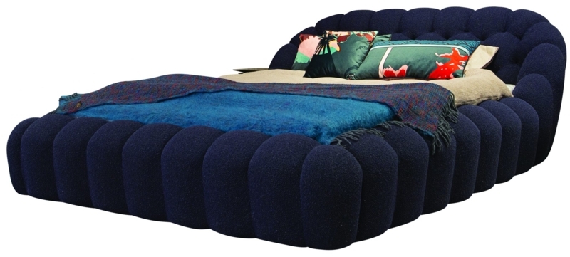 Modern Bubble Upholstered Navy Blue Bed