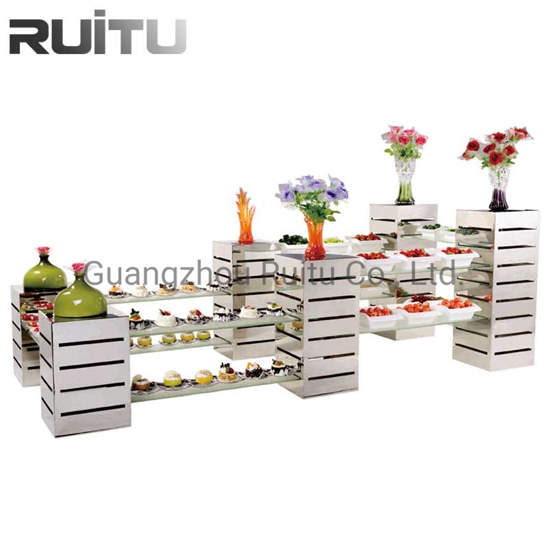 Modern Buffet Display Stands with Glass Platters