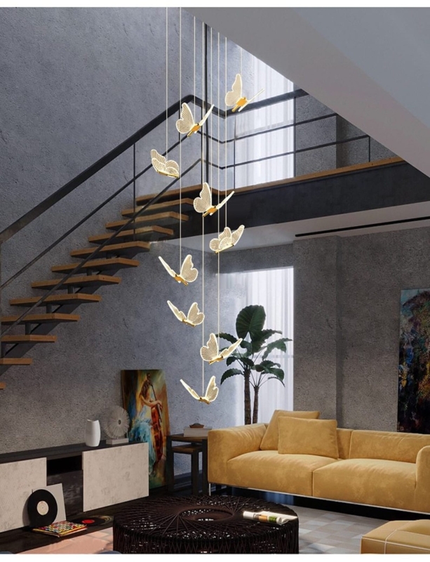 Modern Butterfly Chandelier Staircase Lighting