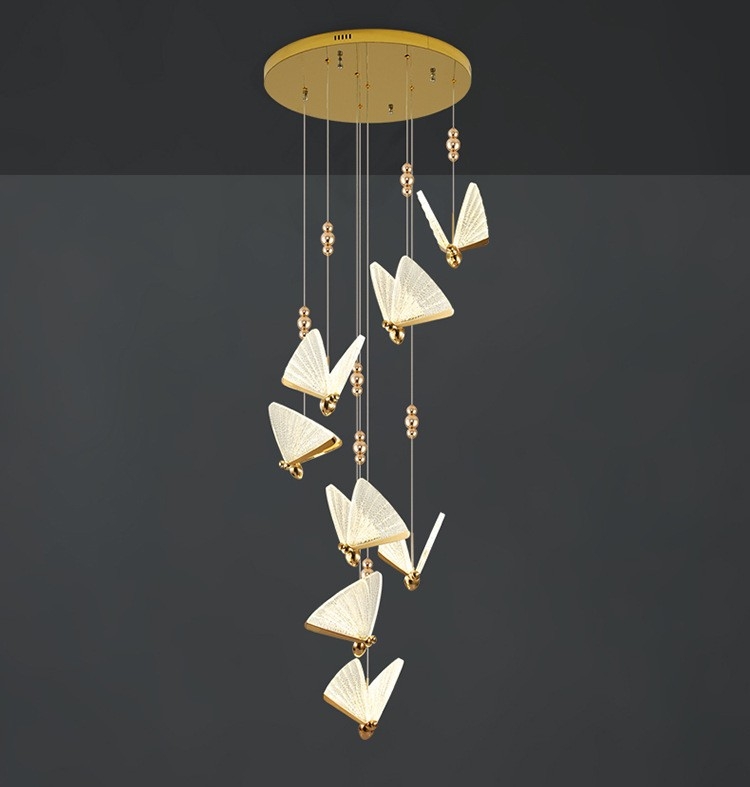 Modern Butterfly Chandelier with Eight Pendant Lights
