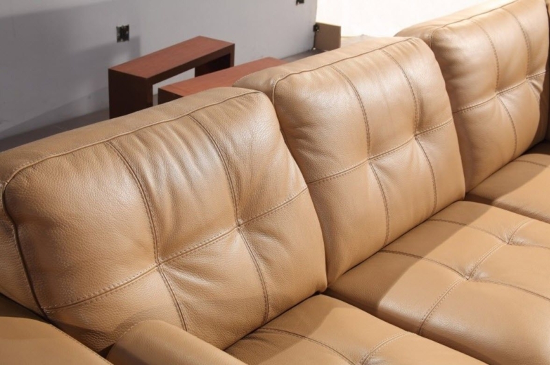 Modern Camel Colored Sectional Leather Sofa Design