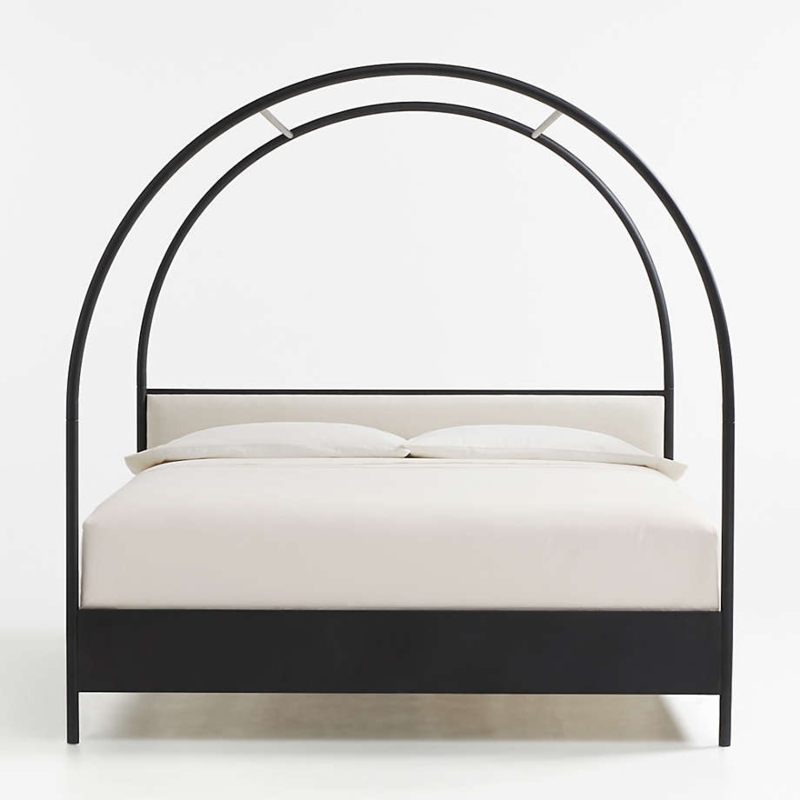 Modern Canyon King Arched Canopy Bed with Upholstered Headboard