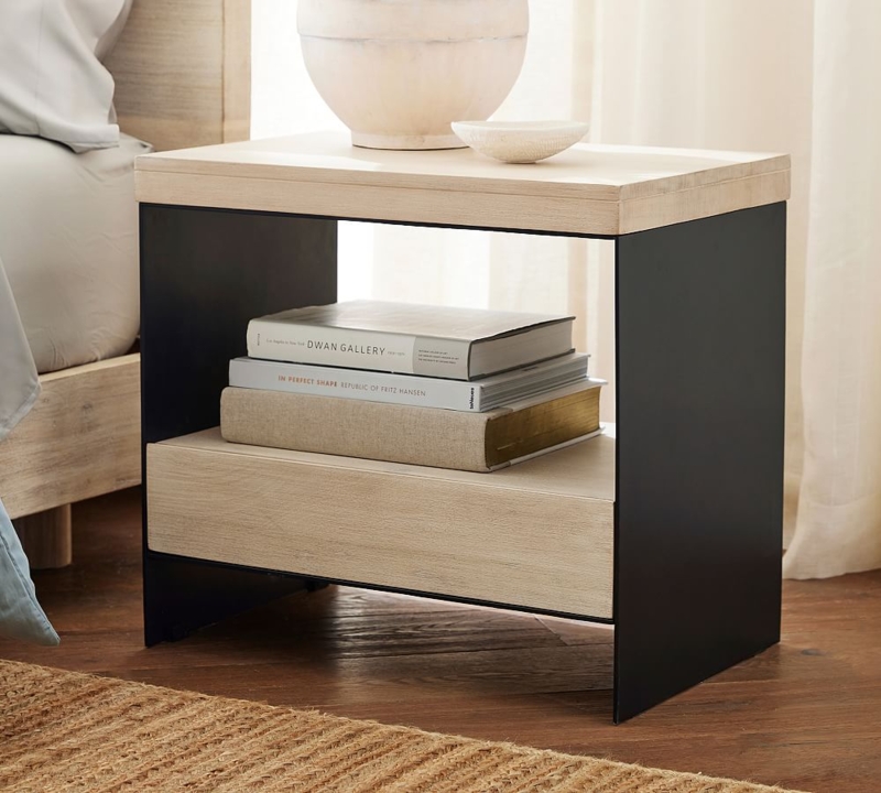Modern Cayman Metal and Wood Nightstand