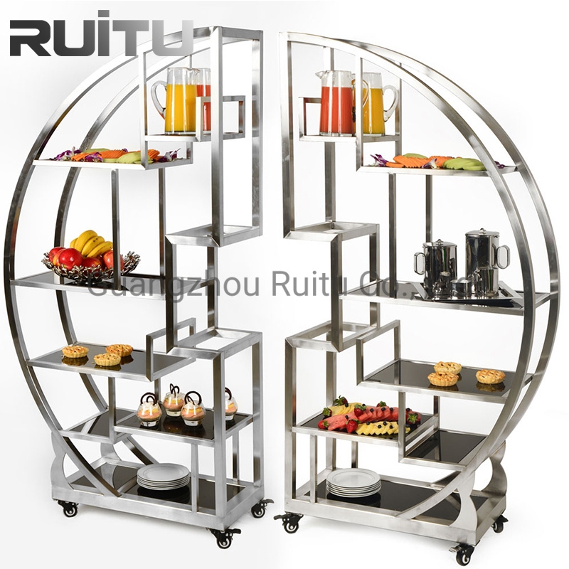 Modern Circular Buffet Display Stands with Glass Platters