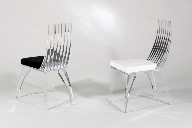 Modern Clear Acrylic Dining Chairs with Cushions