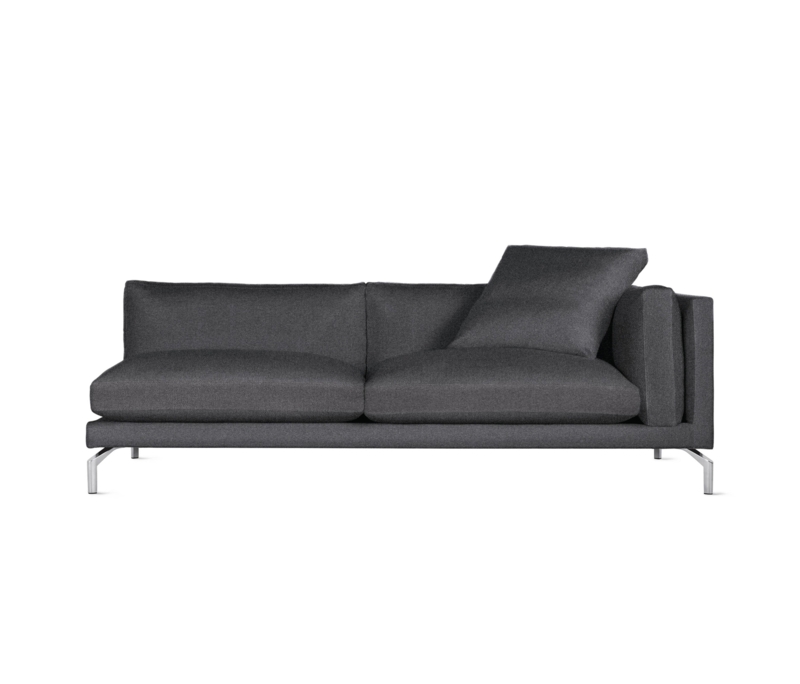 Modern Como One-Arm Fabric Sofa in Dark Gray