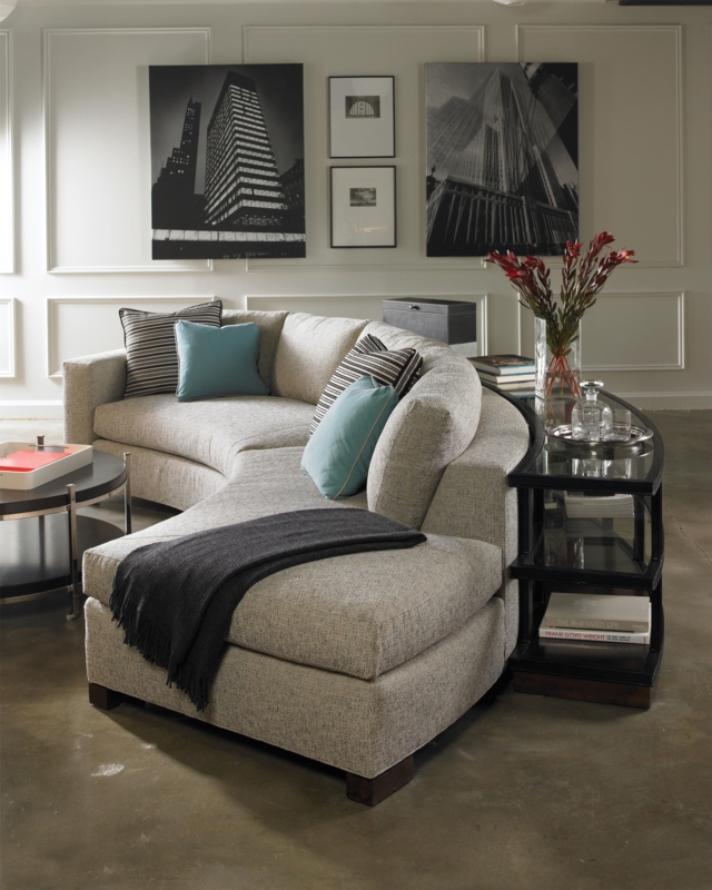 Modern Curved One-Arm Sofa with Chaise Lounge