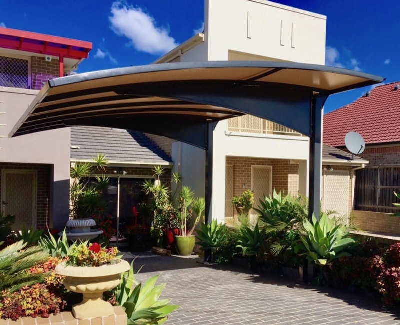 Modern Curved Residential Carport Design