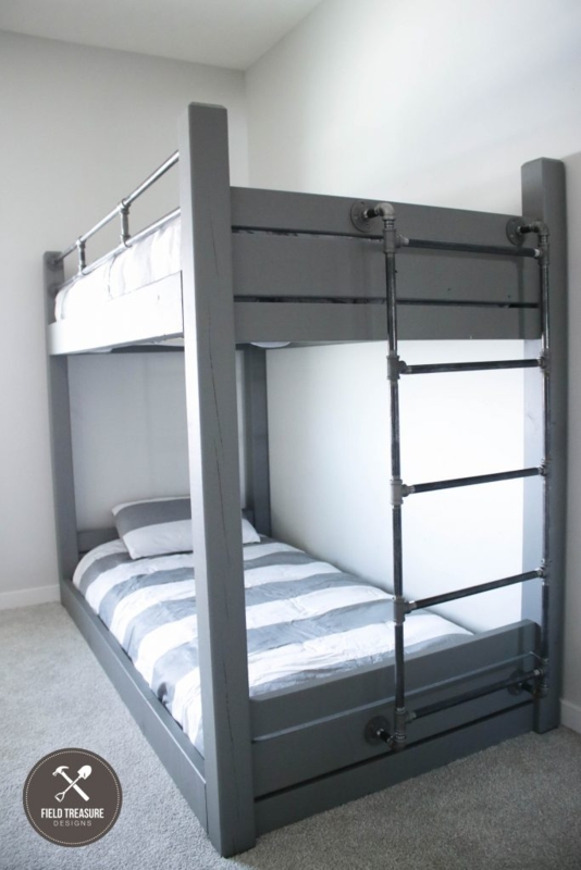 Modern DIY Metal Pipe Bunk Bed Design
