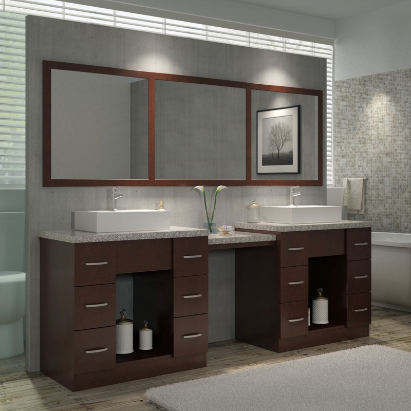 Modern Double Sink Vanity with Integrated Makeup Table