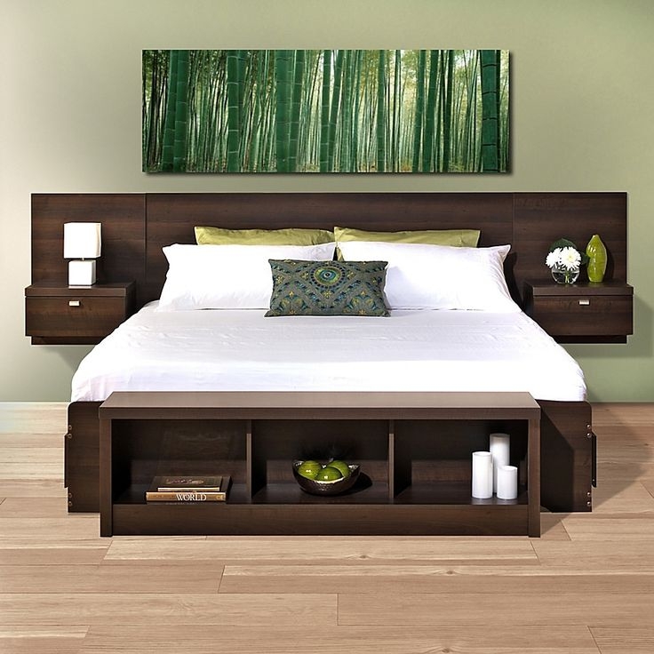 Modern Espresso Floating King Bed with Storage
