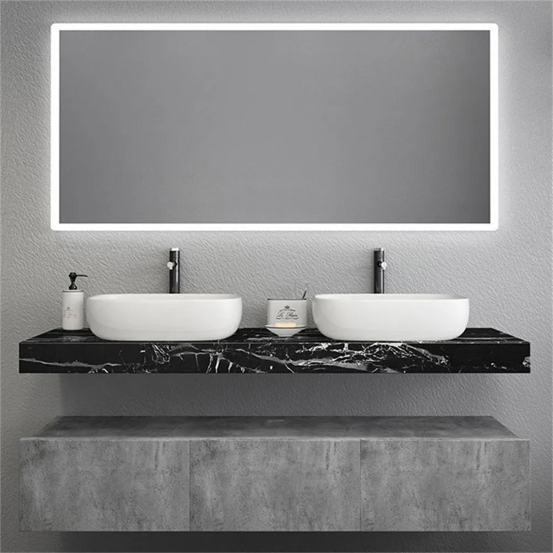 Modern Floating Double Sink Bathroom Vanity with LED Mirror