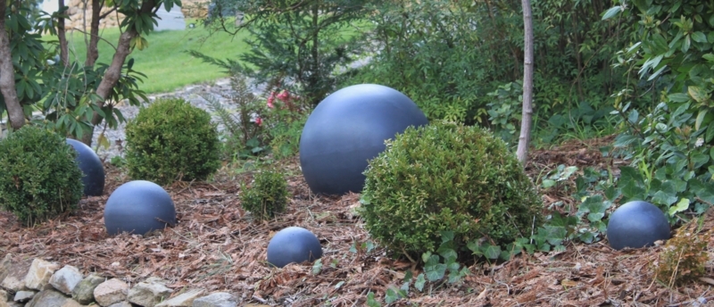 Modern Garden with Decorative Stone Spheres