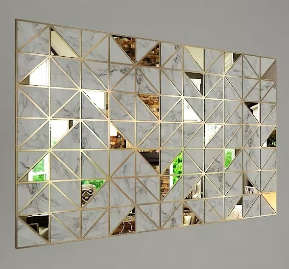 Modern Geometric Mirror Wall Panels Design
