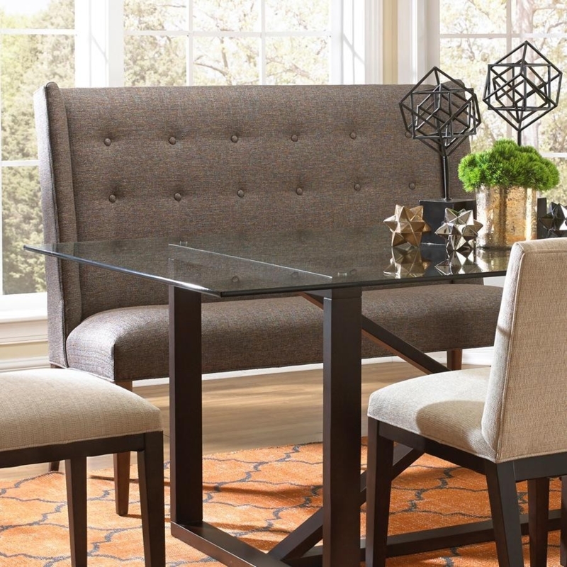 Modern Glass Dining Table with Upholstered Bench