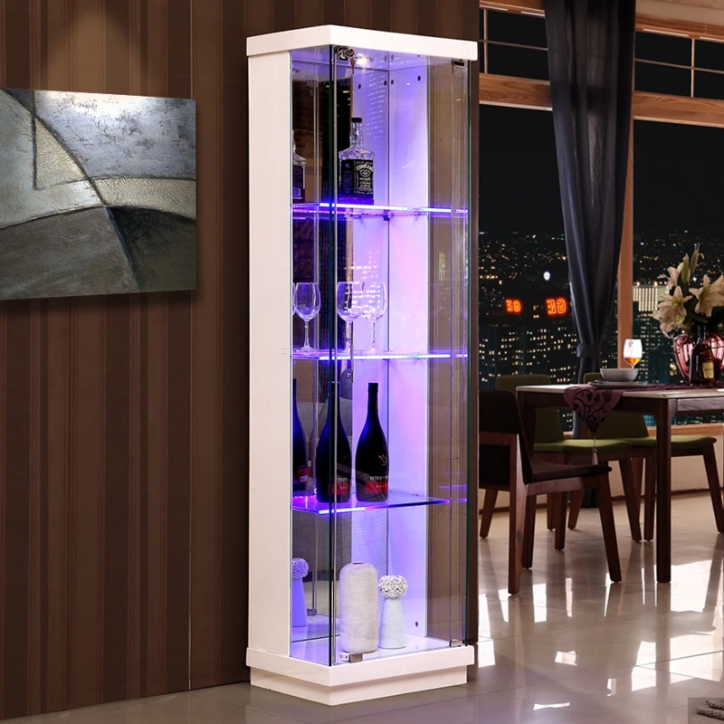 Modern Glass Wine Cabinet with LED Lighting