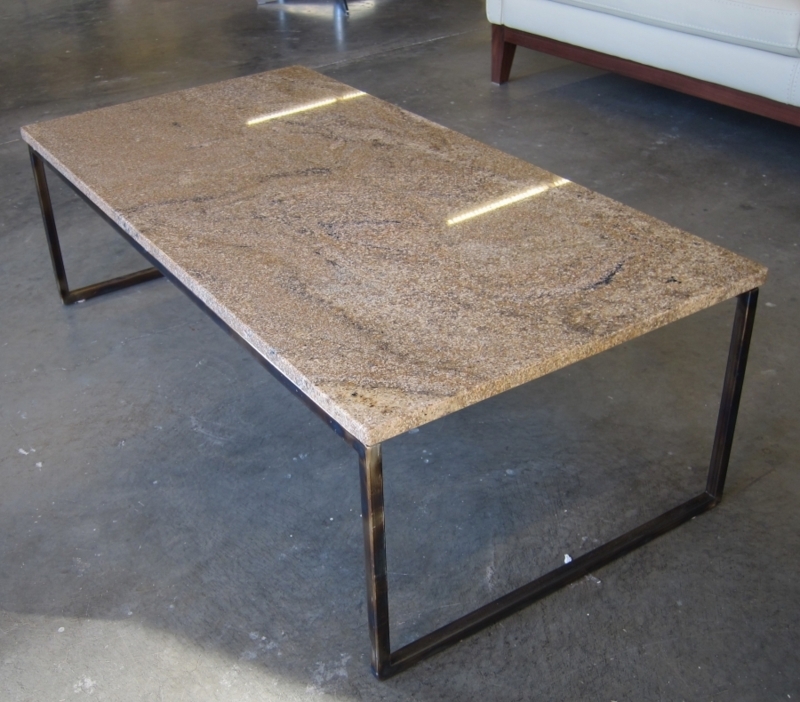 Modern Granite Coffee Table with Metal Frame