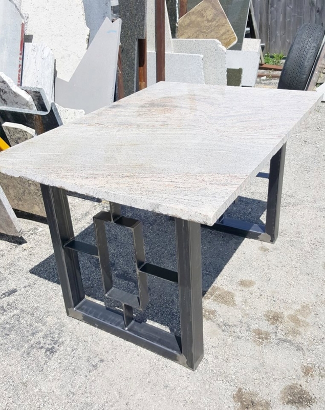 Modern Granite Top Dining Table with Geometric Base