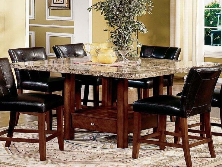 Modern Granite Top Dining Table with Storage