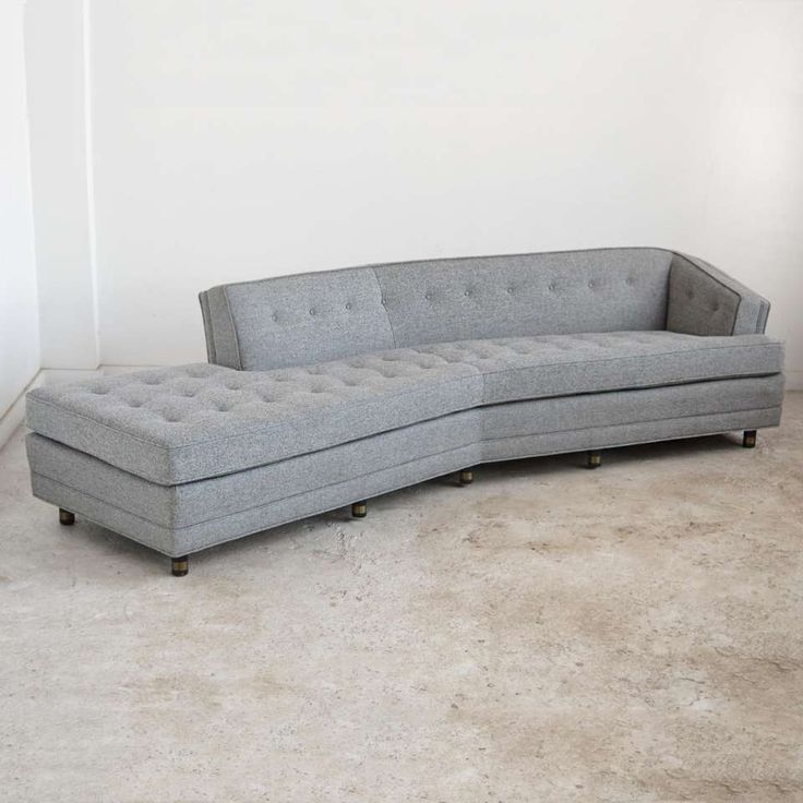 Modern Gray Angled One-Arm Sofa with Tufted Seat