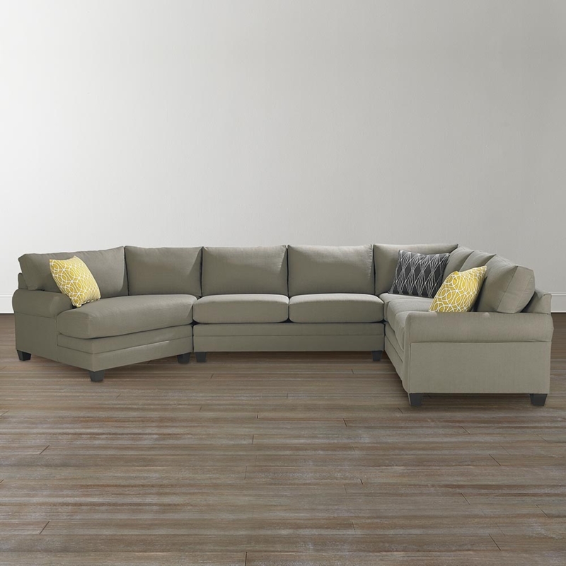 Modern Gray Angled Sectional Sofa with Accent Pillows