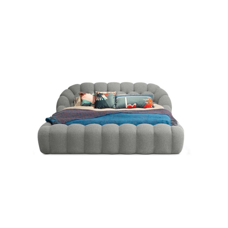 Modern Gray Bubble Upholstered Bed Frame