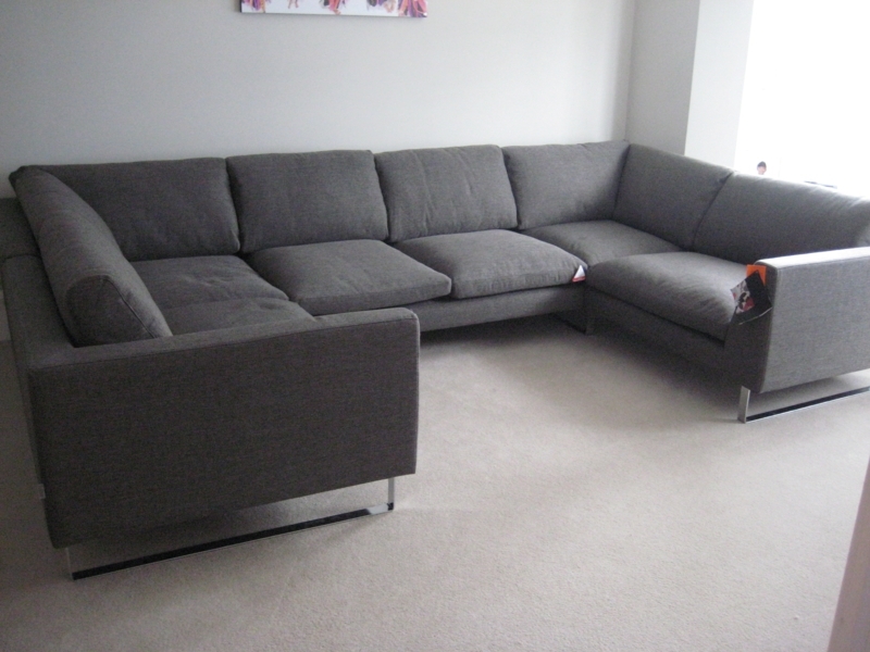 Modern Gray C Shaped Sectional Sofa Design
