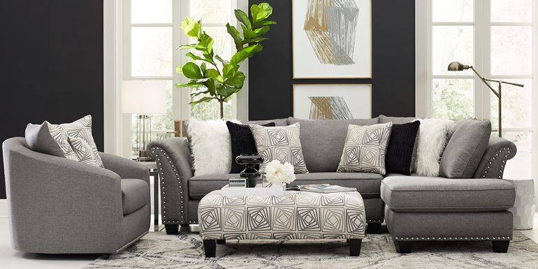 Modern Gray Living Room Sofa and Furniture Set