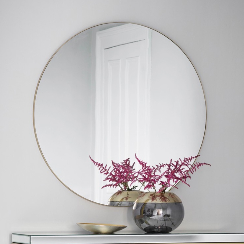 Modern Hayle Round Champagne Wall Mirror