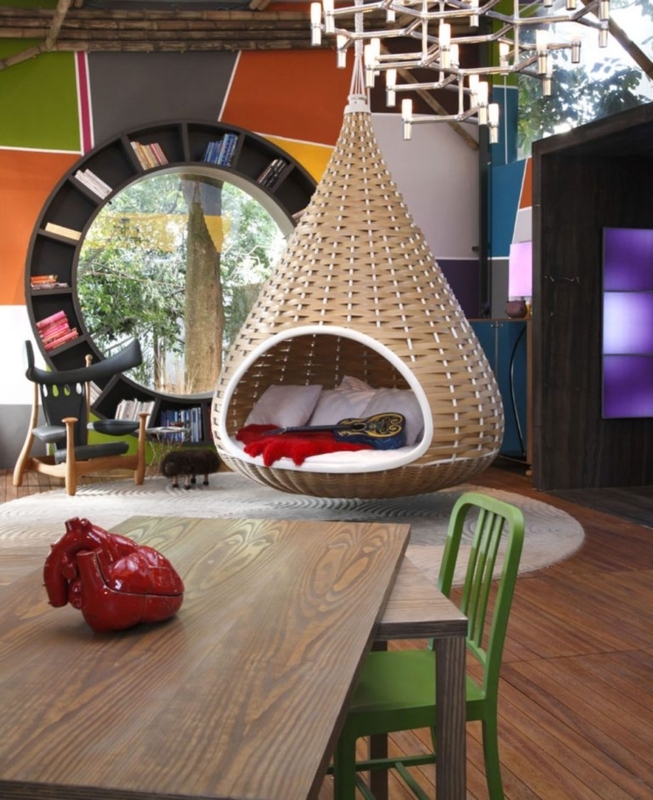 Modern Indoor Hanging Cocoon Chair with Playful Decor