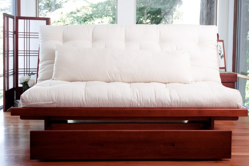 Modern Japanese Futon Sofa with Wooden Frame