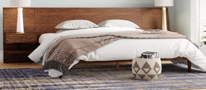 Modern King Size Headboard with Integrated Nightstands