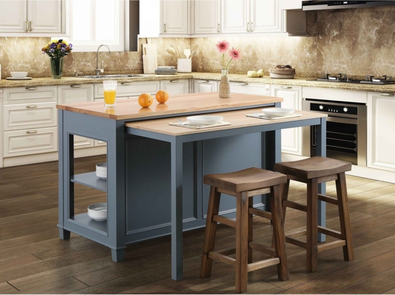 Modern Kitchen Island with Extendable Dining Table