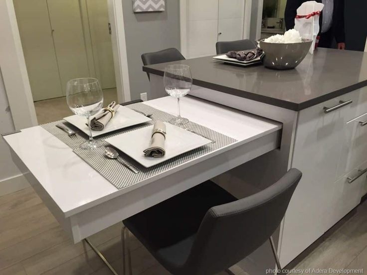 Modern Kitchen Island with Pull-Out Dining Table
