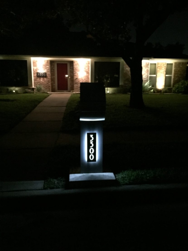 Modern LED Backlit House Number Mailbox
